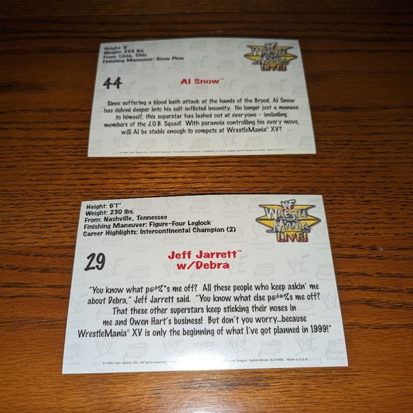 Al Snow Jeff Jarrett WWF Wrestlemania Live! 4" x 6" PhotoCards Set - Picture 2 of 2